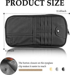 Multi-Purpose Car Visor Organizer with Sun Glass Holder & Card Holder,PU Leather Truck Visor Organizer with Multi-Pocket and Zipper,Universal Car Storage Organizers