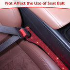 Bling Red Car Seat Gap Filler, 2 Pack Car Abyss Blocker Universal Fit for Car SUV Truck, Handmade Crystal Rhinestone Diamond Red Bling Car Accessories for Women(Red)