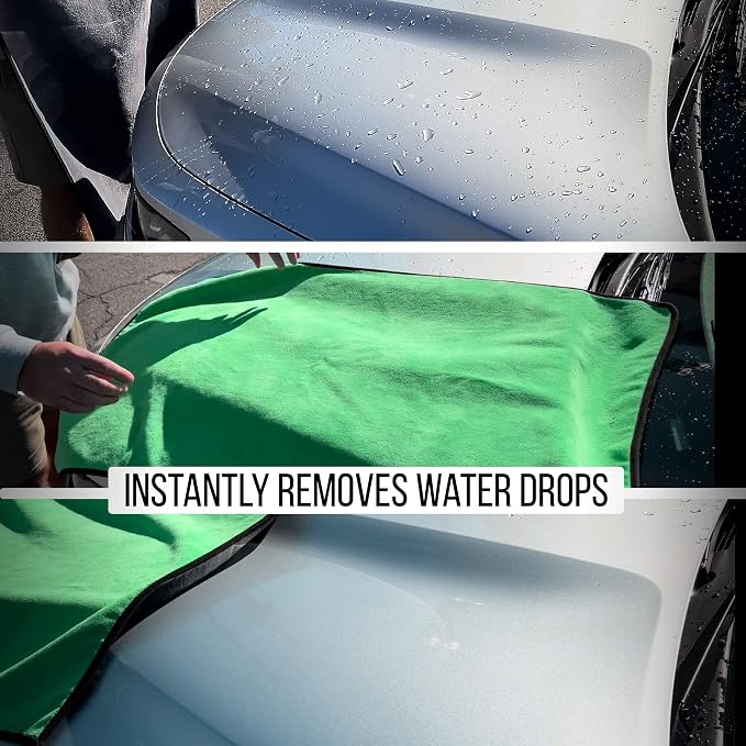 Extra Large Car Drying Towel 40"x24", 800 GSM Car Towel, (Green) | XL Professional Super Absorbent Drying Towels Car Detailing, Premium Microfiber Drying Towels for Cars, Double-Sided