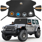 Car Windshield Snow Cover for Jeep Wrangler - 600D Car Windshield Snow Ice Cover Front Window Covers for Jeep Wrangler, Jeeps Gladiator, Ford Bronco, Toyota FJ Cruiser, Benz G Class, and More