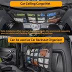 Car Ceiling Cargo Net with 3 Pockets,31.5"x21.6" Car Overhead Storage Mesh Organizer,Double Layer Roof Mesh Camping Overlanding Gear Must Haves Cargo Net,Road Trip Essentials (31.5"x 21.6")