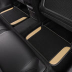 Faux Leather Steering Wheel Cover and Waterproof Car Floor Mats,Universal Car Combo Fit for 95% Sedan,SUV,Cars,14.5-15inch Sporty Anti-Slip Safety Comfortable Design(Black＆Beige)