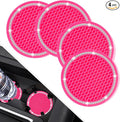 Car Coasters, 4 Pack Universal Vehicle Bling Car Coaster, Rhinestone Coaster for Cup Holders, Car Interior Accessories 2.75'' Silicone Car Coasters for Women(Hot Pink, White Crystal Circle)