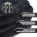 24"x36" Twisted Loop Car Drying Towel, 1400GSM, Streak Free, Lint Free, Reusable, Double Sided Super Absorbent, Car Accessories, Microfiber Cleaning Cloth for Car, Truck, SUV