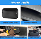 Car Seat Side Pocket Organizer, Nappa Leather Car Trunk Pouch Organizers and Storage, Small Car Side Seat Storage Bag for Auto Front Seat Back Seat Door Console Phone Sunglasses Cards Pen (Black-2PCS)
