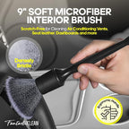9PC Car Detailing Kit，Boars Hair Brush，Horse Hair Bristle，Suede-Coral Cloth，Car Dust Brush，Microfiber Towel & Applicator，Scratch-Free & Ultra-Soft for Leather, Seats & Interior Cleaning