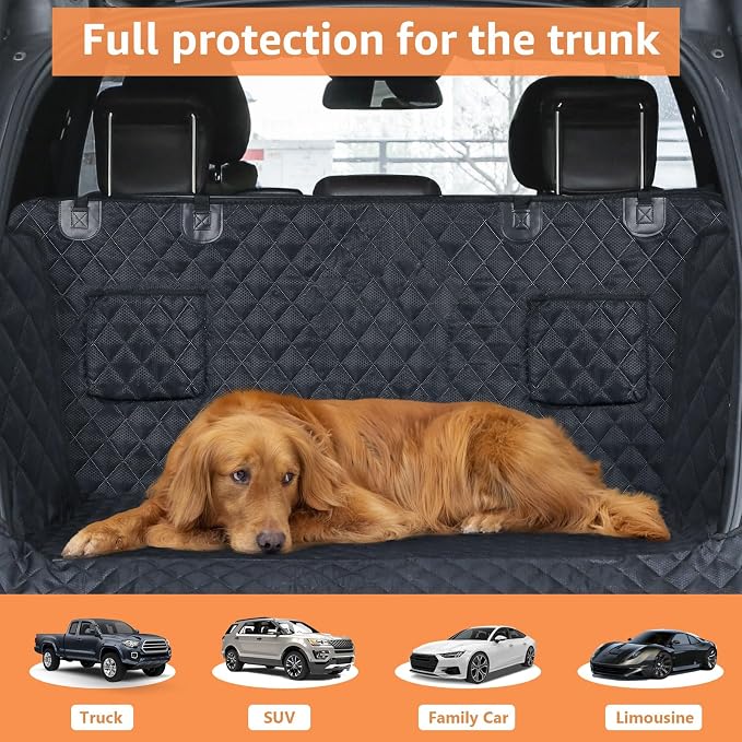 SUV Cargo Liner for Dogs, Waterproof Pet Cargo Cover Dog Seat Mat for SUVs Sedans Vans with Bumper Flap Protector, Scrachproof Non-Slip Large Size Dog Seat Mat Universal Fit