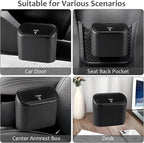 Car Trash Can with Lid, 2 Pack Mini Vehicle Trash Bin Car Dustbin Garbage Organizer Holder with Trash Bag, Small Hanging Leakproof Auto Storage Bag Container (Carbon Fiber)