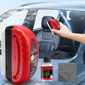Oil Film Cleaning Brush for Car Windows Upgrade Clear Vision Car Glass Cleaner | Improves Crystal Clarity and Anti-Fog, Windshield Oil Film Remover Comes with Microfiber Towel for Car & Home Use (Red)
