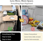 Mu&Ti Back Seat Car Organizer,4+2 in 1 Multifunctional Car Back Seat Storage Box with 2 Cup Holders, Tissue Box and Hook - Ideal for Kids and Travel(Beige)