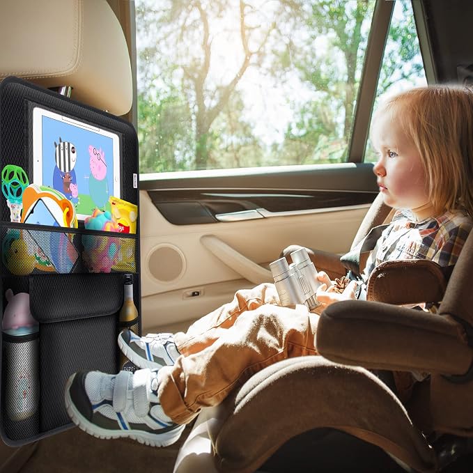 Kick Mats Back Seat Protector, Waterproof Oxford Seat Back Protector, Car Seat Back Protector for Kids, Back of Seat Protector for Kids Feet Car Seat (Black C -2pc)