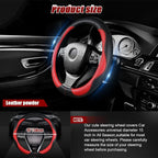 Steering Wheel Cover, Anti Slip Breathable Comfort PU Imitation Leather Cute Car Accessories for Women Girl, Universal Protector in All Season 15 inch Fit Most Car(Red)