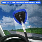 10 Pcs Windshield Cleaner Tool Car Window Cleaning Supplies with Extendable Handle Include 6 Washable Microfiber Bonnets 2 Empty 60ml Spray Bottle Glass Wiper Kit(Royal Blue)