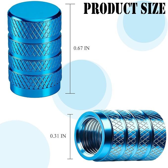 8PCS Tire Valve Stem Caps, Dust Proof, Anodized Aluminum Universal Tire Valve Stem Covers for Cars, SUV, Trucks, Bikes, Motorcycles, Bicycles(Light Blue)