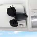 Sunglasses Holder for Car, Leather Magnetic Buckle Sun Visor Sunglass Clip, Ticket Card Storage Glasses Clip, Car Interior Accessories for Men and Women（Black）