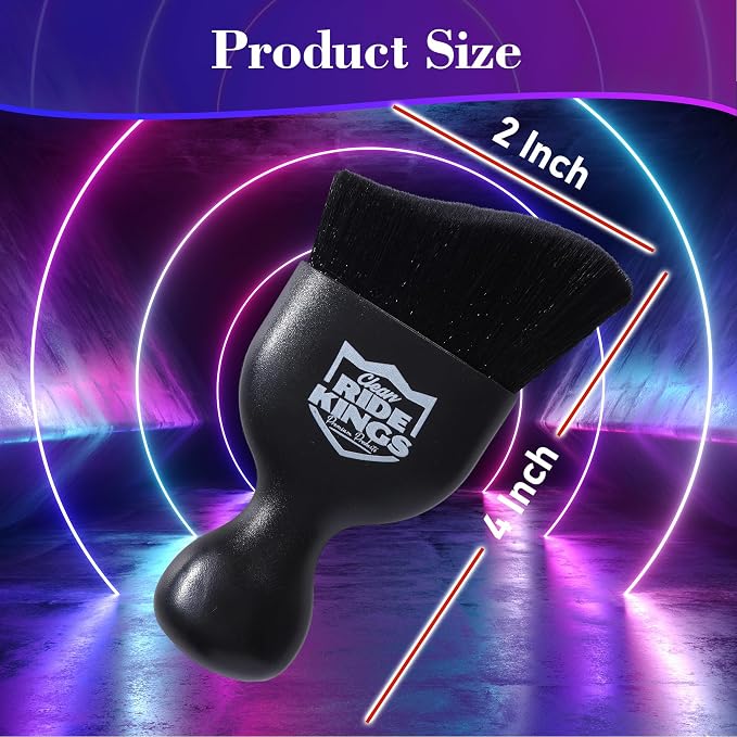 Car Interior Detailing Brush - Black, 2 Pack | Cleans auto vents, panel crevices & seat seams. Soft bristles with cover. Perfect vehicle care gift for men and women.
