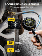 Digital Tire Inflator Gauge 255 PSI, Heavy Duty Tire Pressure Gauge with Air Chuck, Steel Braided Hose, Quick Connect Coupler & Case for Truck RV Trailer