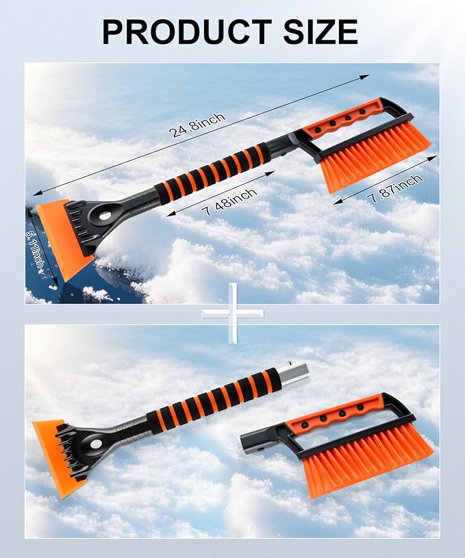 Ice Scraper and Snow Brush for Car Windshield, Snow Scraper for Car, Snow Winter Car Necessities, Multi Functional Car Snow Removal Tools, Car Accessories Gift for Women and Man (Enhanced)