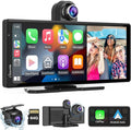 Carpuride W903 9.3" Wireless Carplay & Android Auto with Dash Cam | 4K Front & 1080P Rear Camera, Loop Recording, Bluetooth Audio, Mirror Link, GPS