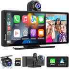 Carpuride W903 9.3" Wireless Carplay & Android Auto with Dash Cam | 4K Front & 1080P Rear Camera, Loop Recording, Bluetooth Audio, Mirror Link, GPS