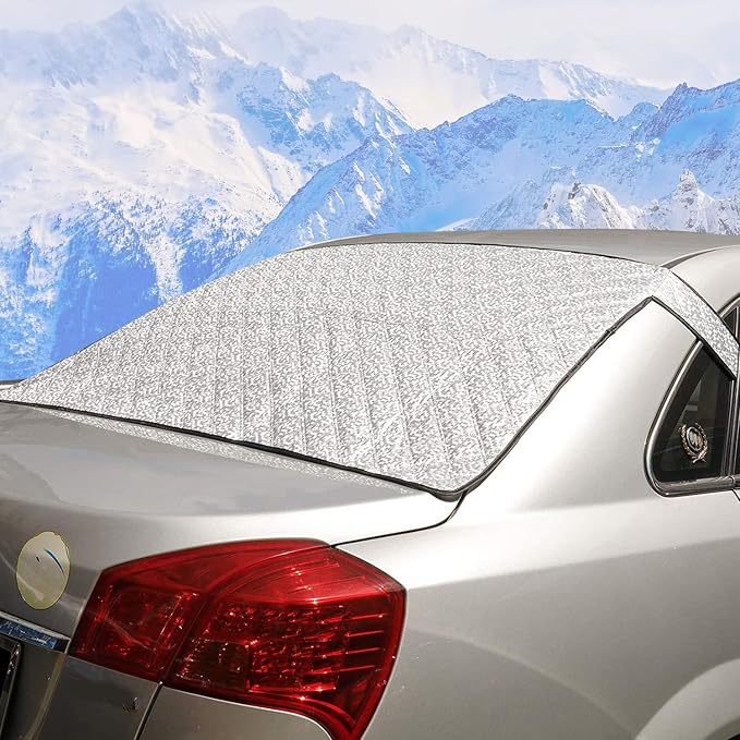 Pack-1 Rear Windshield Snow Cover, Back Window Frost Cover Offers Complete Protection from Snow, Ice and Other Winter Debris, Fits for Most SUVs/Vans (Silver#XD006/55"*31.5")