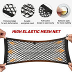 2 Pcs Universal Elastic Mesh Netting Car Pouch for Trunk RV Boats Home Cargo Storage with Screws and Hooks (23.6'' x 9.8'')