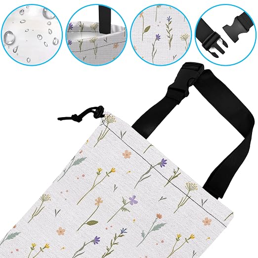 Car Trash Bag Wildflowers Car Garbage Bag Hanging Car Trash Can for Back Seat with Drawstring