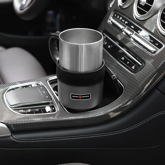 Car Cup Holder Expander with Adjustable Base, Compatible with Hydro Flasks 32/40 Ounce, Compatible with Yeti Ramblers 20/26/30 Ounce, Other Bottles in 3.4"-3.8"(Silver Gray)