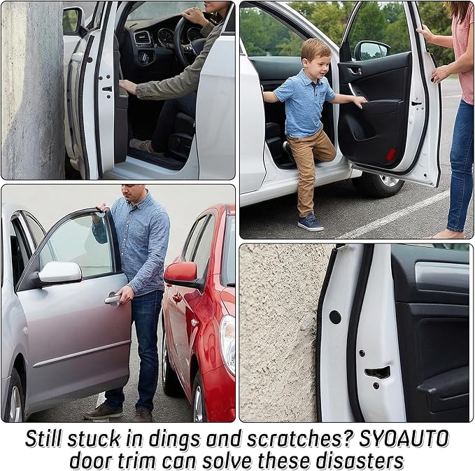 65Ft(20M) Door Edge Guard Black Car Door Edge Protector, PVC U Shape Trim with Metal Sheet No Adhesive Needed Easy to Install Universal Fit for Most Vehicles
