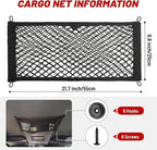 Universal Cargo Net Pocket Elastic Netting Car Mesh Pouch for Trunk RV Boats Home Cargo Storage with Screws and Hooks (21.7'' x 9.8'')