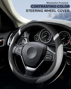 Steering Wheel Cover for Men Women Leather Universal Steering Wheel Covers for Car 15inch (Gray)