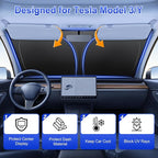 Car Windshield Sun Shade, Foldable Reflective Sun Shade for Car Windshield, Compatible with Tesla Model Y Model 3 2016~2025