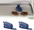 Magnetic Leather Sunglasses Holder for Car, 2 Packs (Blue) | Magnetic Car Visor Accessories