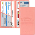 Car Registration and Insurance Card Holder, Vehicle License Document Glove Box Compartment Organizer, Interior Car Accessories for Women Men (Pink)
