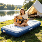 Twin Camping Air Mattresses with Cordless Battery Pump,TPU Self Inflatable Mattress, Blow up Mattress All Night Stability No Smell Air Bed for Tent Camping, Home, Guests, Car Travel