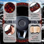 Red Dragon Scales Steering Wheel Cover for Women, Anti-Slip Car Steering Wheel Cover with 2 Pcs Cup Holders Neoprene Breathable Car Accessories Universal 15 Inch Auto Interior Decor