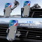 Phone Mount for Car Phone Holder [Military-Grade Suction & Stable Clip] Car Phone Holder Mount Windshield Dashboard Air Vent Universal Automobile Mount Fit Shower & Wall Mounts iPhone