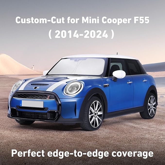 Windshield Sunshade Compatible for Mini Cooper F55 2014-2022 2023 2024, Sun Visor for Front Windshield & Window Sun Shade Cover, UV Heat Blocker & Protector, Car Accessories