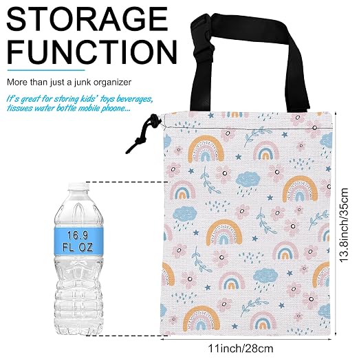 Car Trash Bag Hanging Cloud Rainbow Flower Car Trash Can Waterproof Garbage Bag Hanging for Car Back Seat