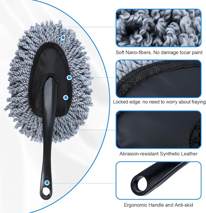 6 Pack Car Cleaning Supplies – Car Duster Interior & Brush Interior & Cleaning Gel, Car Detailing Cleaning Kit for Cars, Trucks, SUVs & RVs