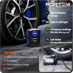 Tire Inflator Portable Air Compressor, Air Pump for Car Tires and Bikes, Car Tire Pump w/Auto Shut Off, 150 PSI, 12V DC, LED Light, Carrying Case, Perfect For Men, Women
