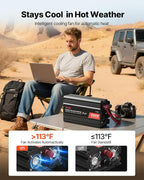 1000W Power Inverter, 12V DC to 120V AC Modified Sine Wave Inverter, Car Charger Converter with USB & Type-C Port, 2 AC Outlets, LED Indicator Light, Ideal for RV, Truck Outdoor Camping