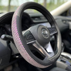 D Shaped Bling Comfy Steering Wheel Cover with Jumbo Crystal Rhinestones, Anti-Slip Diamond Leather, Flat Bottom 14.5-15 Inch (Purple)