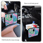 Car Trash Can Organizer Bin with Adjustable Strap for Back Front Seat Console Waterproof Leakproof Collapsible Portable 8.66 Inch Tie Dye Blue Green Pink