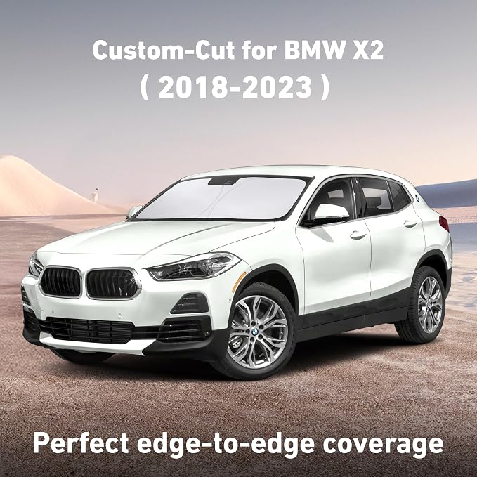 Windshield Sunshade Compatible for BMW X2 2018-2021 2022 2023, Sun Visor for Front Windshield & Window Sun Shade Cover, UV Heat Blocker & Protector, Car Accessories