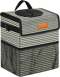 Car Trash Can for Car with Lid, Car Organizer Can Trash Bag Hanging Leak Proof Vehicle Trash Can (Stripe Print, 2 Gallons)
