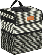 Car Trash Can for Car with Lid, Car Organizer Can Trash Bag Hanging Leak Proof Vehicle Trash Can (Stripe Print, 2 Gallons)