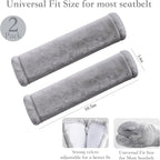 Soft Faux Fur Universal Fit Seatbelt Cover Car Truck SUV Airplane Seat Belt Shoulder Pad for Carmera Backpack Straps Neck Cushion Protector 2 Pack 10.5in Light Silver Grey