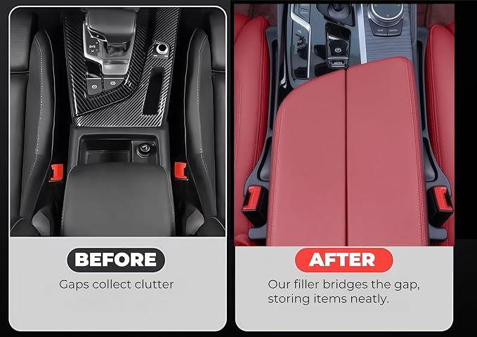 Car Seat Gap Filler, 2-Pack No-Drop Seat Side Gap Seam Filler Organizer with Phone Holder, Universal Fit Fill The Gap Between Seat & Console, Perfect for Car, SUV, Truck