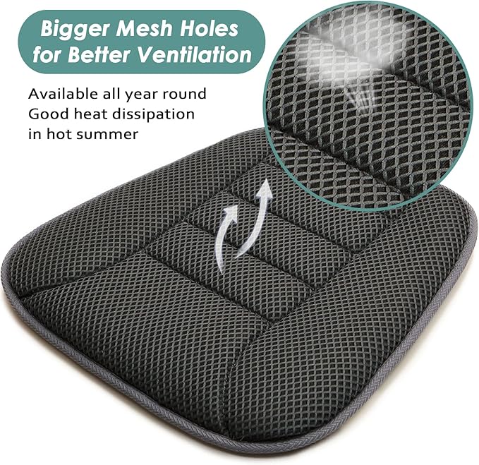 Car Seat Cushion for Driving, Breathable 3D Air Mesh, Non-Slip Bottom, Comfort Car Seat Protector, Car Seat Pad Also Works with Truck and Office Chair Home